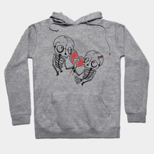 Skeleton Lovers Heart Love Art Hoodie